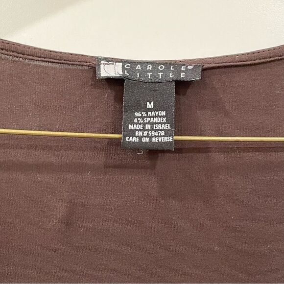 Faux Wrap Blouse, Brown, Carol Little, Size M - Picture 5 of 7